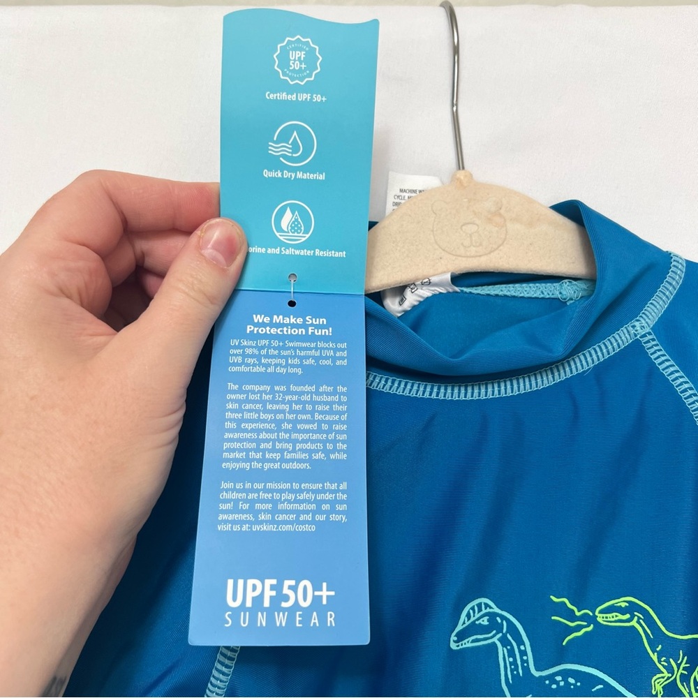 Boys' Blue Dinosaur Rash Guard - UPF 50+ - Picture 5 of 8